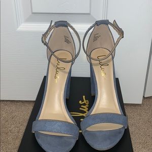 Lulus Blue Suede Ankle Strap Heels